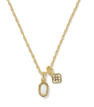Kendra Scott Womens Mini Elisa Dira Necklace In Gold Bright White Opal