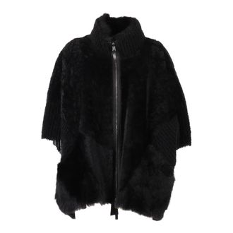 DIEGO M Faux Fur & Shearling Jackets, male, Black, Size: S Sheepskin Cape