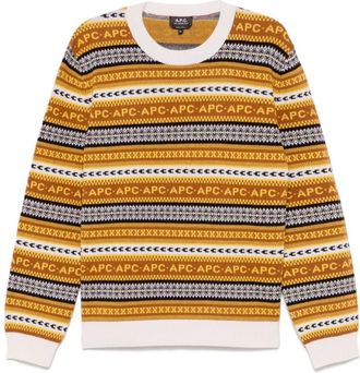 A.P.C. Bruine Malcom Pullover Trui - Heren - Ronde hals truien - Bruin - XL - Wol - Truien & Vesten