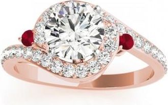 Allurez Halo Swirl Ruby & Diamond Engagement Ring 14k Rose Gold (0.48ct)