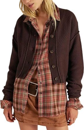 Free People Lila Knit Cardigan In Chocolate Brown