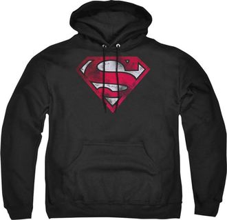 Gildan Superman war-torn Shield Adult Pull Over Hoodie / Hooded Sweatshirt