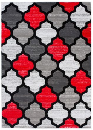 Tapiso Alfombra para ni&ntilde;o Rojo gris blanco negro treillis 140x200cm