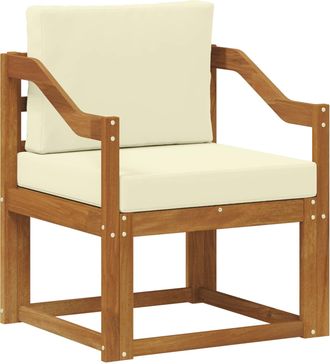 vidaXL Sof&aacute; De Exterior Madera De Acacia S&oacute;lida Y Poli&eacute;ster Natural Vidaxl