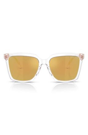 Michael Kors Menaggio 55mm Polarized Square Sunglasses in Crystal /Rose Gold Polar at Nordstrom