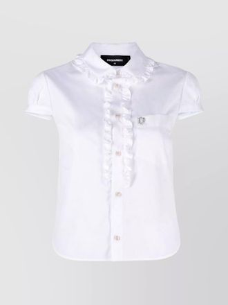 Dsquared2 cotton ruffled short-sleeve shirt