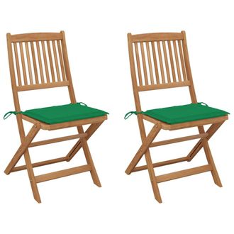 vidaXL Sillas De Jard&iacute;n Plegables 2 Uds Y Cojines Madera Maciza Acacia Vidaxl