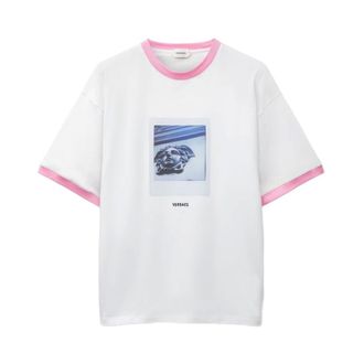 Versace Zijde-Nylon Blend T-shirt - Dames - Tops - Wit - Maat: XS Zijde