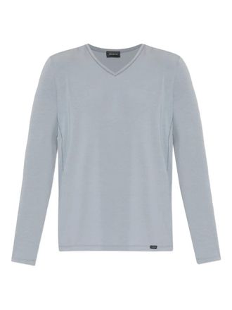 Hanro T-shirt con scollo a V a maniche lunghe - Grigio