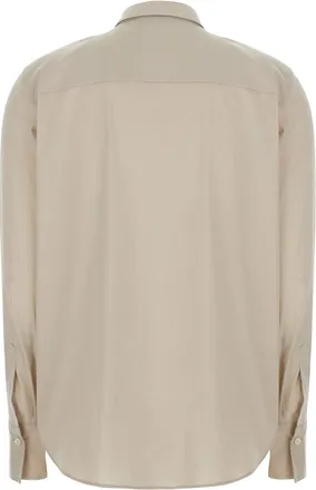 Brunello Cucinelli Womens Shirt With Monil Collar, Beige Cotton Blouses