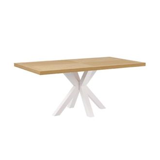 Koketto Home Mesa comedor 200 cm chapa roble patas met&aacute;licas blancas