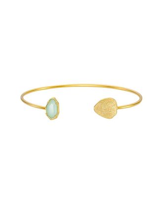 Liv Oliver 18K Plated 8.75 Ct. Tw. Sea Green Quartz Geometric Bangle Bracelet