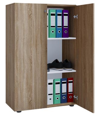 ebuy24 Armario De Oficina Vcm Con 3 Compartimentos Armario De Archivo Moderno Con Puertas Giratorias Dimensiones Aprox. An. 70 X Al. 110 X T. 40 Cm - Lona 3 