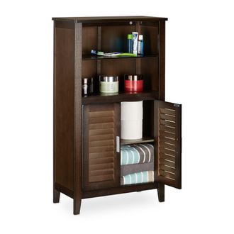 Relaxdays Relaxdays - Armario De Ba&ntilde;o Lamell, Gabinete De Tel&eacute;fono, Mueble De Cocina, 92 X 50 X 25,5 Cm, Bamb&uacute;, Marr&oacute;n Oscuro