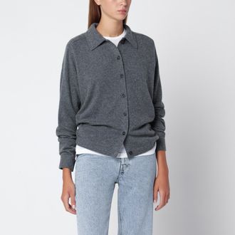 Toteme Cardigan grigio scuro m&eacute;lange in cashmere