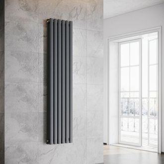 Sonni Sonni Radiador De Vertical Ovalado Antracita Radiador Centro Conexi&oacute;n Doble Capa 1600x357mm