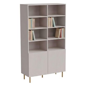 Dmora Librer&iacute;a Estarreja, Estanter&iacute;a Con Compartimentos Abiertos Y Dos Puertas, Elevada Del Suelo, 100x42 H177 Cm, Beige