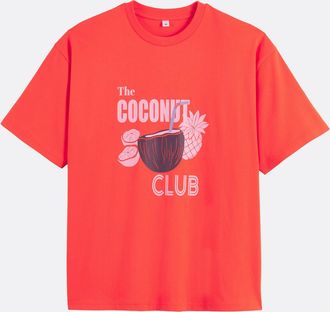 La Redoute Collections T-shirt met ronde hals, korte mouwen en print