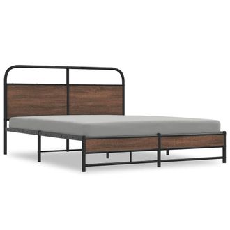 Berkfield Home Metal Bed Frame without Mattress Brown Oak 160x200 cm