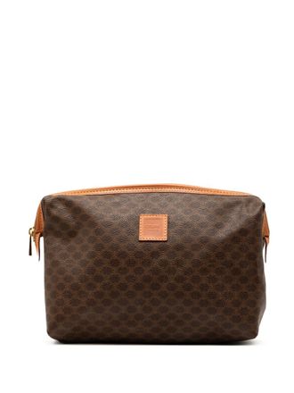 Celine 1997 Macadam Coated Canvas Cosmetic Pouch clutch bag - Marrone