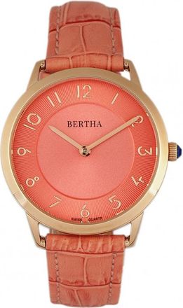 Bertha Sunglasses Abby Swiss Leather-Band Watch in Rose Gold/coral at Nordstrom