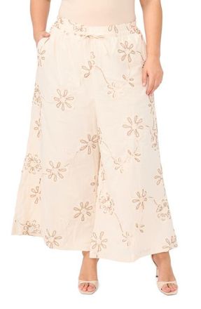 Vince Camuto Elastic Waist Wide Leg Crop Pants in New Ivory at Nordstrom, Size 2 X