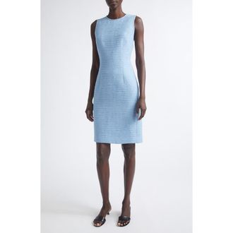 Lafayette 148 New York Harpson Slubbed Cotton Blend Tweed Sheath Dress in Blue Oasis at Nordstrom, Size 10
