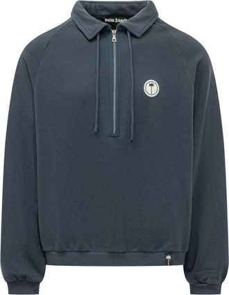 Palm Angels Navy Blue Relaxed Polo
