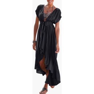 Lascana Flounce Hem Cover Up in Black at Nordstrom, Size 16