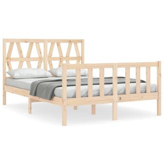Berkfield Home Bed Frame with Headboard 120x200 cm Solid Wood in Light Tan