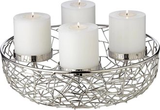 Edzard Hochwertiger Design Adventskranz Milano Silver ø 34 cm - Edelstahl glänzend vernickelt