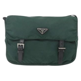 Prada Pre-owned Double buckle flap messenger bag - unisex - Prada Vintage - Vintage Cross Body Bags - Green - ONE SIZE - Pre-owned