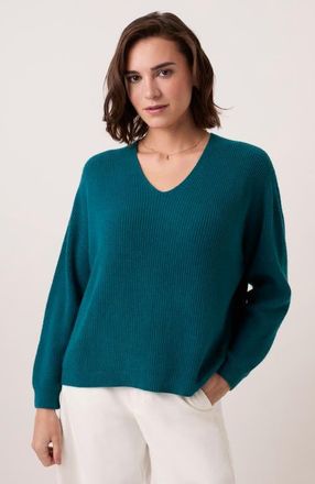 Celtic & Co. Ribbed V-Neck Jumper in Teal at Nordstrom, Size X-Small