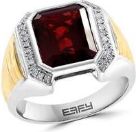 Effy Mens Diamond & Garnet Two-Tone Signet Ring in Red at Nordstrom Rack, Size 10