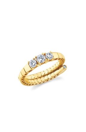 Crislu Pure Flex Graduated Cubic Zirconia Ring in 18Kt Yellow Gold /Clear Stone at Nordstrom, Size Medium