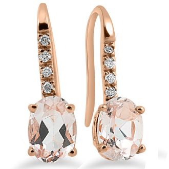 Pompeii3 1 1/5Ct Morganite & Diamond Drop Earrings 14K Rose Gold 3/4 Tall