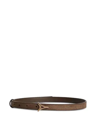 Mani&egrave;re De Voir Leonie eiffel-buckle suede-effect brown belt - women - Polyester/Lycra - S