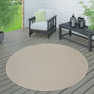 Paco Home Paco Home - Alfombra Interior Exterior Terraza Balc&oacute;n Intemperie Lisa Estructura Beige, &Oslash; 160 Cm Redon