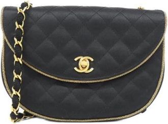 Chanel Pre-owned Satin Shoulder Bag - Dames - Vintage Schoudertas - Zwart - ONE Size - Satijn - Vintage