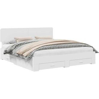 vidaXL Bed Frame with Headboard White 200 x 200 cm Engineered Wood vidaXL