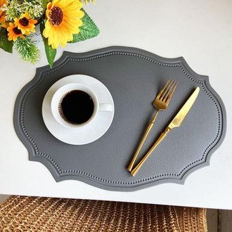 OEM Juego De 3 Manteles Individuales Ovalados De Imitaci&oacute;n Lino, Color Gris Oscuro, 43 &times; 30 Cm, Resistente Al Calor, Al Agua Y Al Aceite