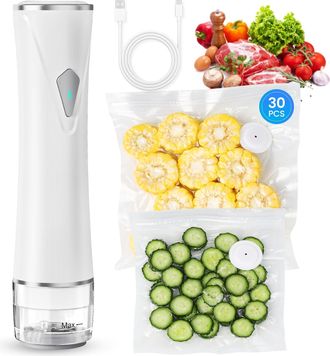 OEM Envasadora Al Vac&iacute;o De Alimentos Con Dep&oacute;sito Visible, Envasadora Al Vac&iacute;o Port&aacute;til Con 30 Bolsas Reutilizables Para Una Frescura 5 Veces Mayor, Inal&aacute;