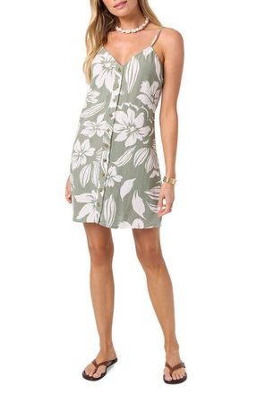 O'Neill Atlee Floral Button-Up Minidress in Sea Spray at Nordstrom, Size Medium
