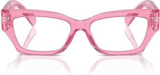 Dolce & Gabbana 53mm Rectangular Reading Glasses in Transparent Pink at Nordstrom
