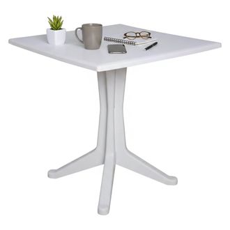 Dmora Dmora - Mesa De Jard&iacute;n Dmondel, Mesa Cuadrada Fija, Mesa De Jard&iacute;n Multiusos, 100% Made In Italy, 70x70h72 Cm, Blanco