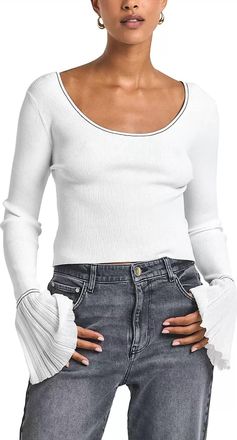 Derek Lam Calliope Rib Knit Top In Blanc De Blanc