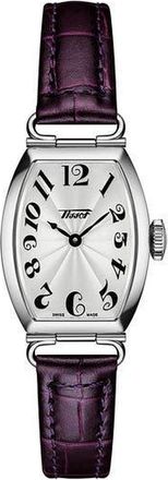 Tissot Heritage Tonneau Leather Strap Watch, 22mm in Silver at Nordstrom Rack