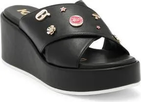 Karl Lagerfeld Caleigh Macaron Crisscross Wedge Sandal in Black at Nordstrom Rack, Size 9.5