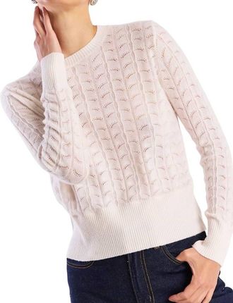 Brodie Shell Pointelle Crew Sweater In Organic White