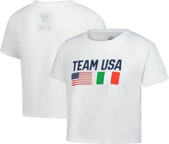 Outerstuff Womens White Team USA Country Flags Loose Cropped T-Shirt at Nordstrom, Size X-Large